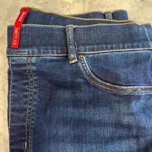 Spanx bottom distressed, navy blue jeans